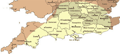 Map for Access Hire in Dorset and Hampshire Map for Access Hire in Dorset and Hampshire
